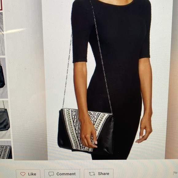 Big Buddha black with white beading envelope clutch - Picture 8 of 12